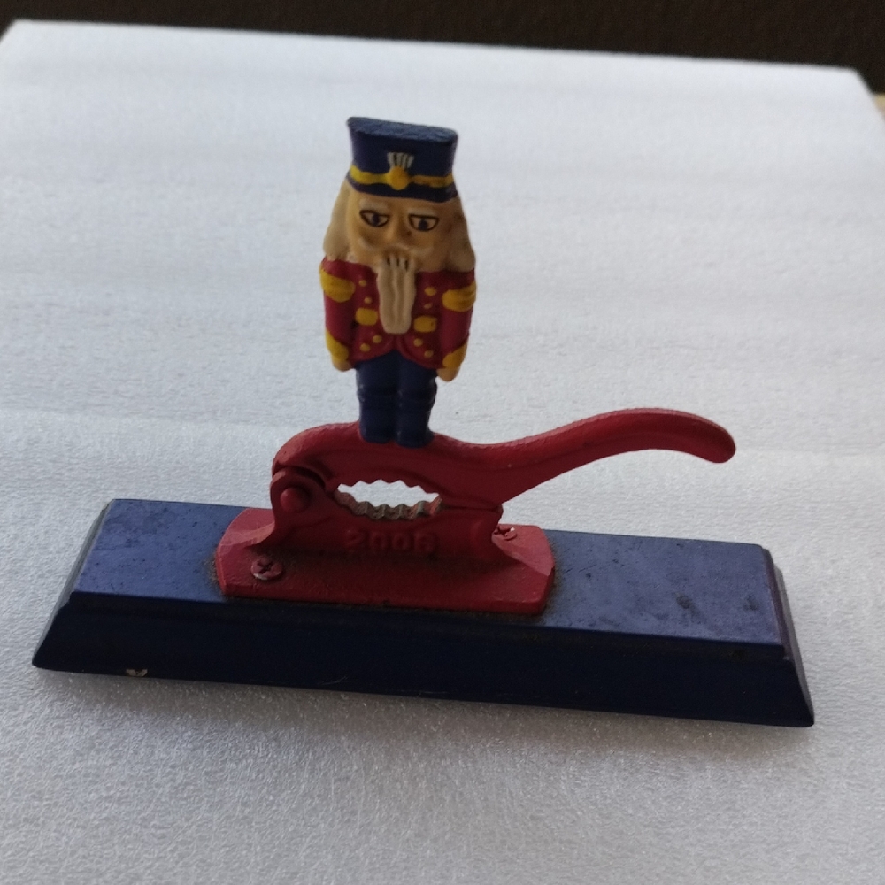 Vintage Red and Blue Nutcracker Lever Paper Holder - Home Accents